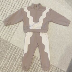 Rylee + Cru Jogger Set, 4-5 yrs, Beige and Cream